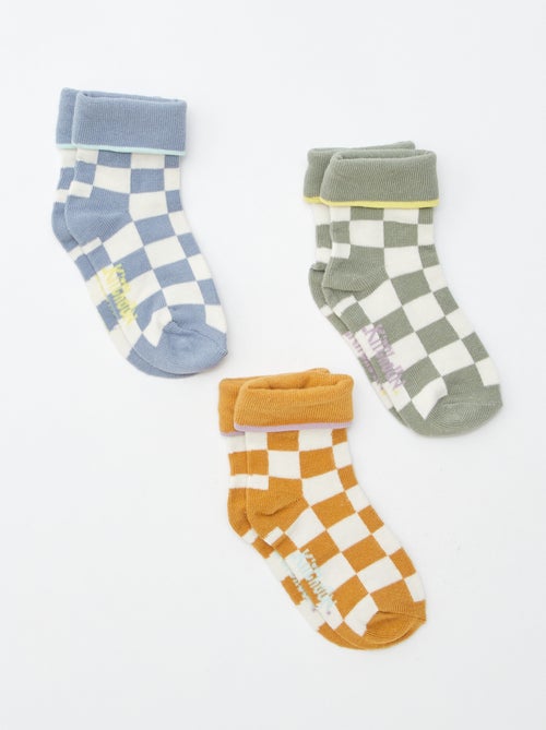 Pack of 3 pairs of printed socks with turn-ups - Kiabi Pack of 3 pairs of printed socks with turn-ups - Kiabi