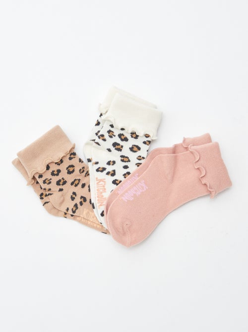 Pack of 3 pairs of printed socks with turn-ups - Kiabi Pack of 3 pairs of printed socks with turn-ups - Kiabi