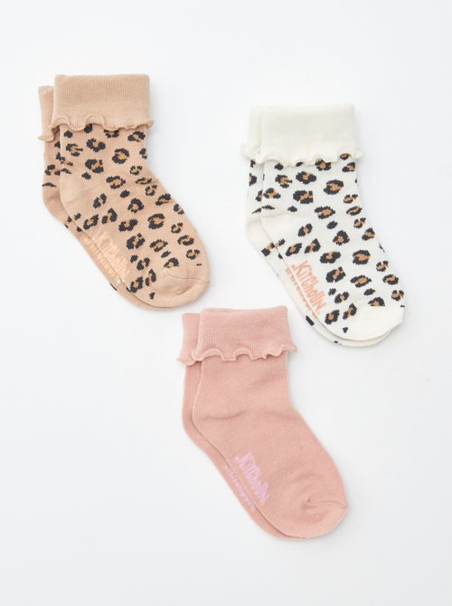 Pack of 3 pairs of printed socks with turn-ups - Kiabi Pack of 3 pairs of printed socks with turn-ups - Kiabi