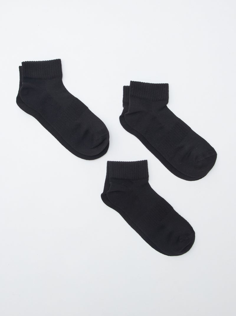 Pack of 3 pairs of sports socks BLACK - Kiabi