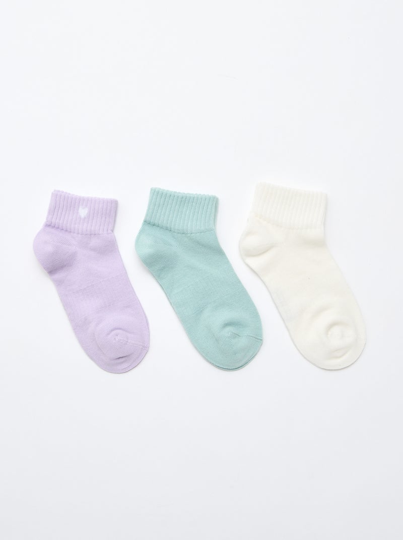 Pack of 3 pairs of sports socks Purple - Kiabi