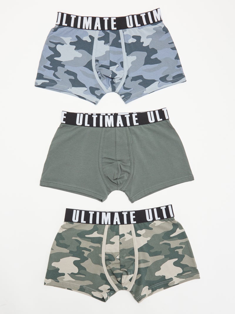 Pack of 3 patterned boxers Khaki - Kiabi