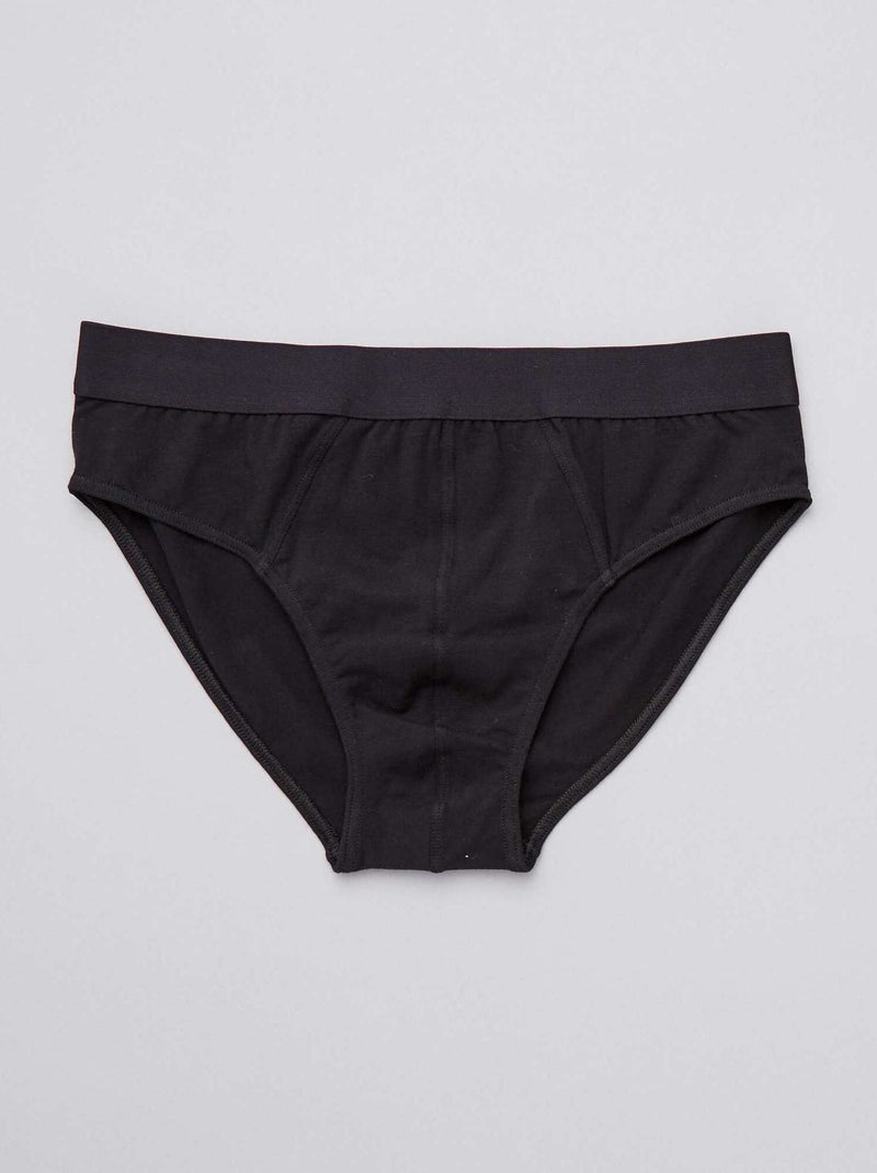 Pack of 3 plain briefs BLACK - Kiabi