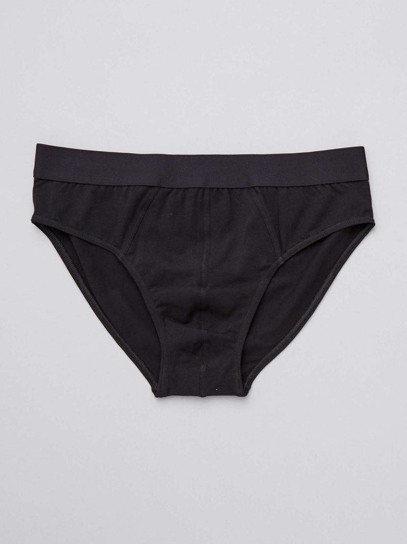 Pack of 3 plain briefs BLACK - Kiabi