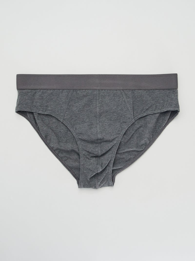 Pack of 3 Plain Briefs DARK GRAY - Kiabi