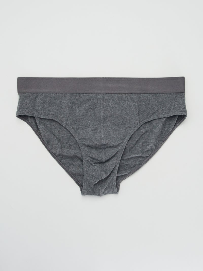 Pack of 3 Plain Briefs DARK GRAY - Kiabi
