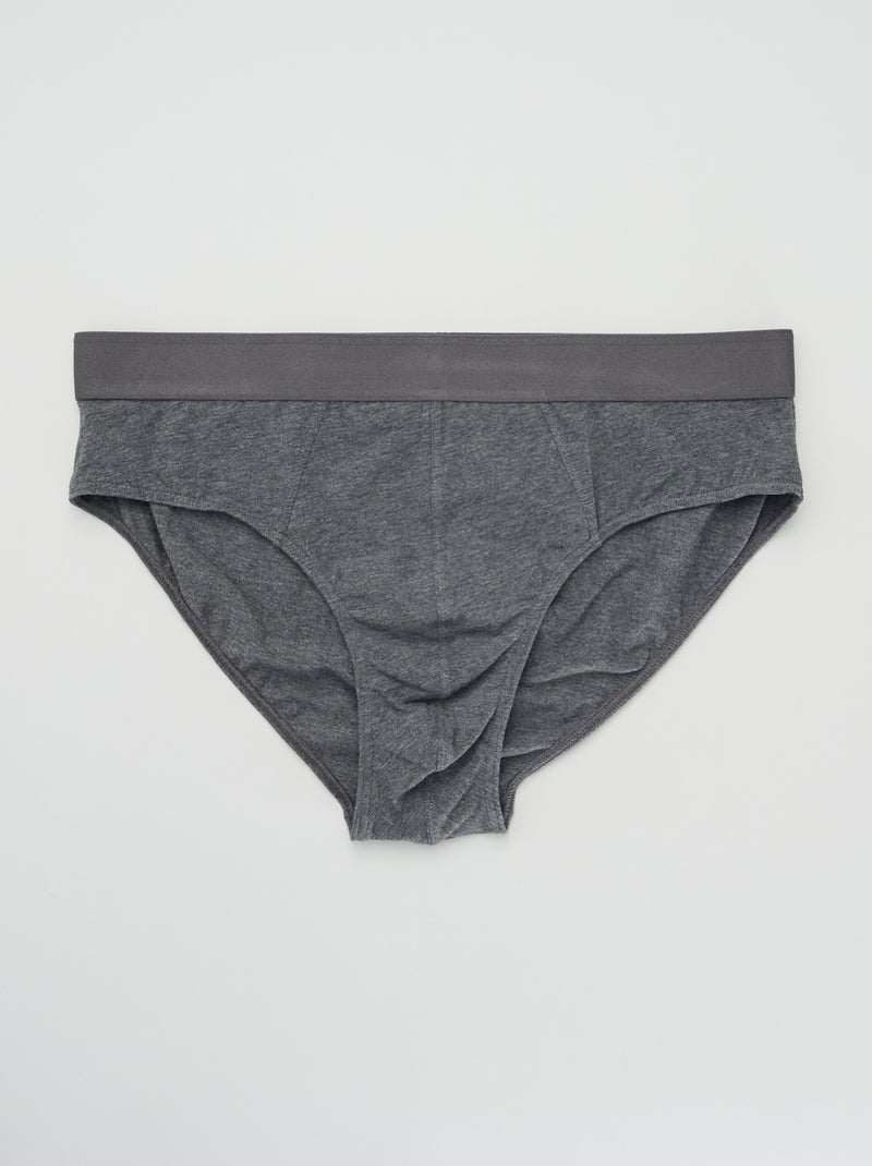 Pack of 3 Plain Briefs DARK GRAY - Kiabi