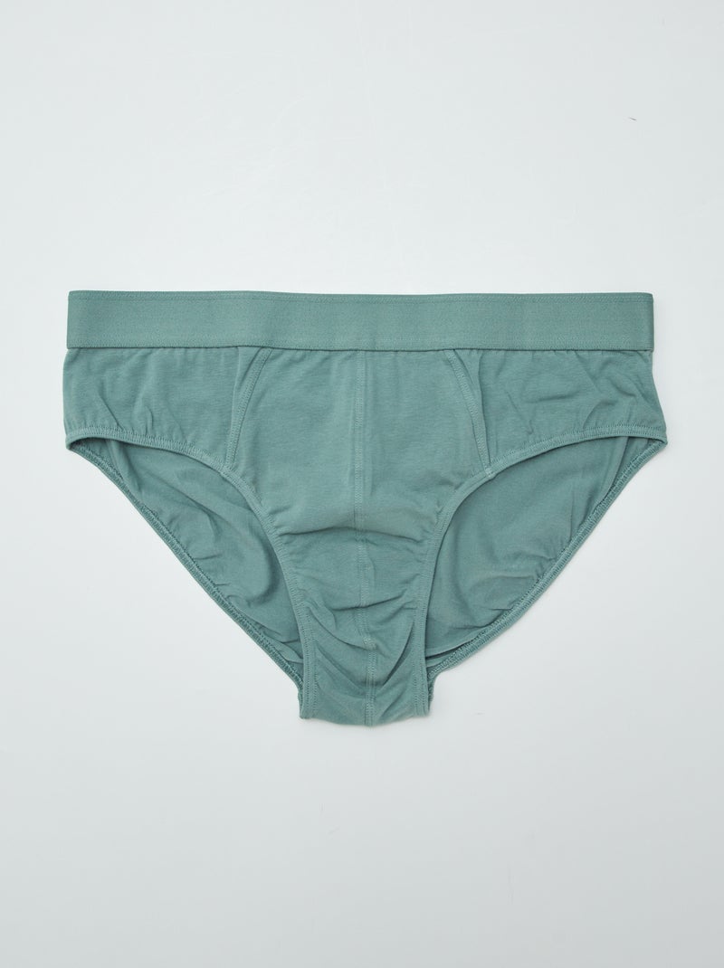 Pack of 3 Plain Briefs GREEN - Kiabi