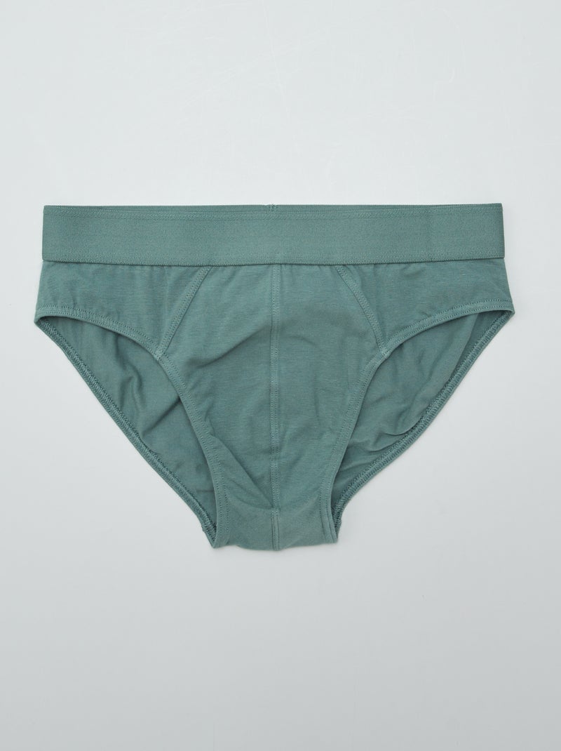 Pack of 3 plain briefs GREEN - Kiabi