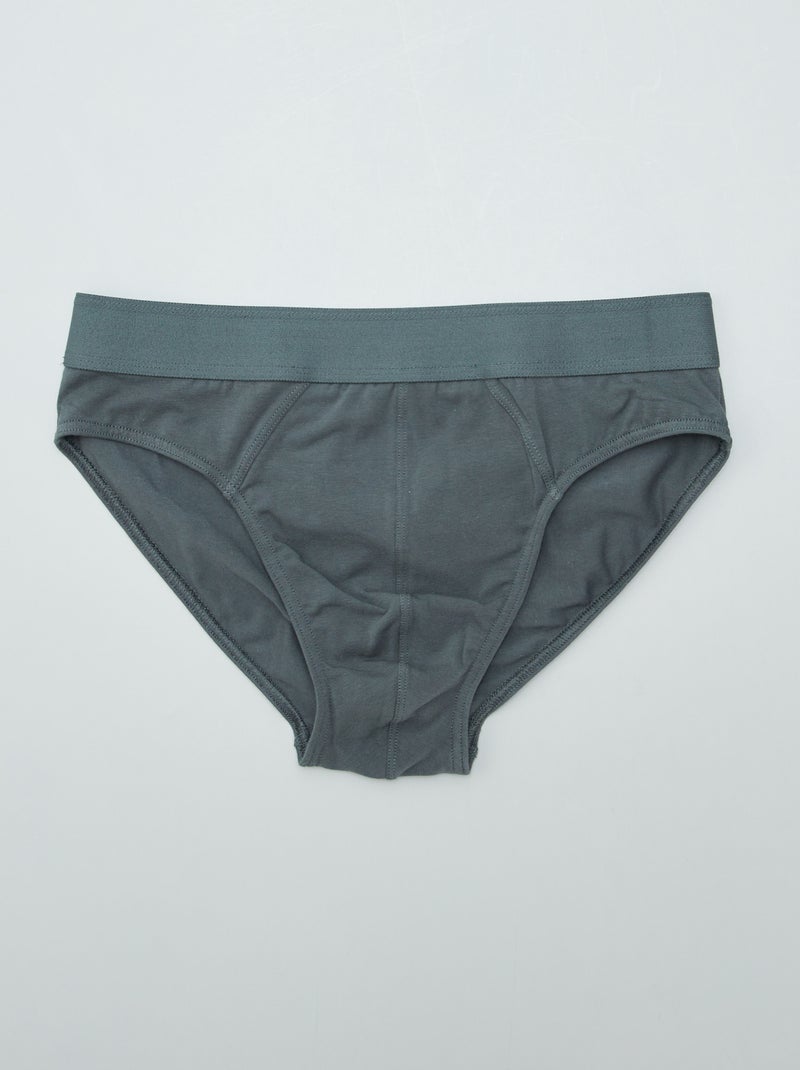 Pack of 3 plain briefs GREEN - Kiabi