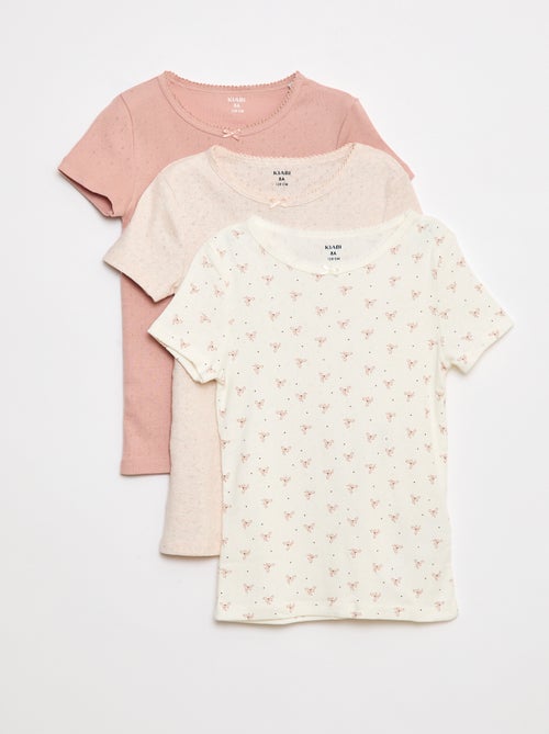 Pack of 3 Pointelle Knit T-shirts - Kiabi