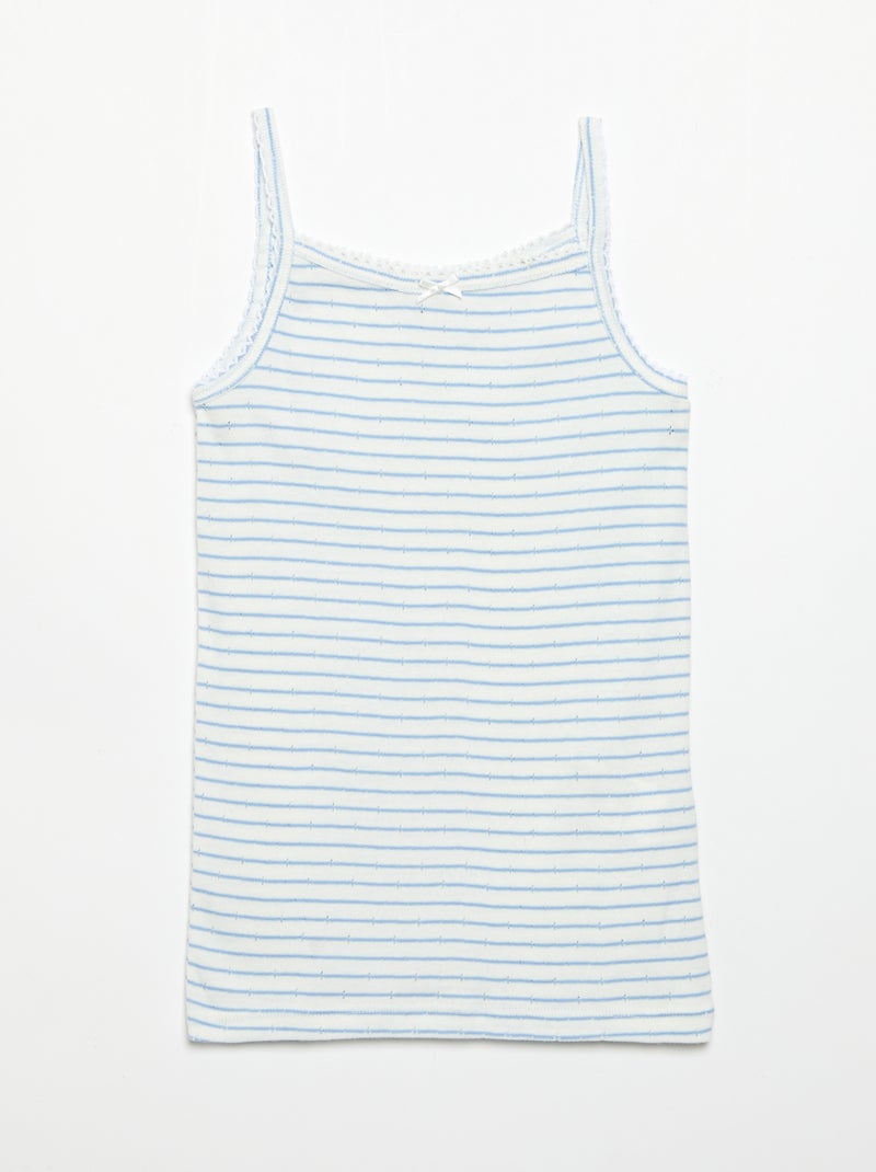 Pack of 3 pointelle knit vest tops Blue - Kiabi