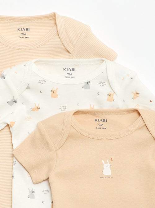 Pack of 3 Printed Cotton Bodysuits - Kiabi