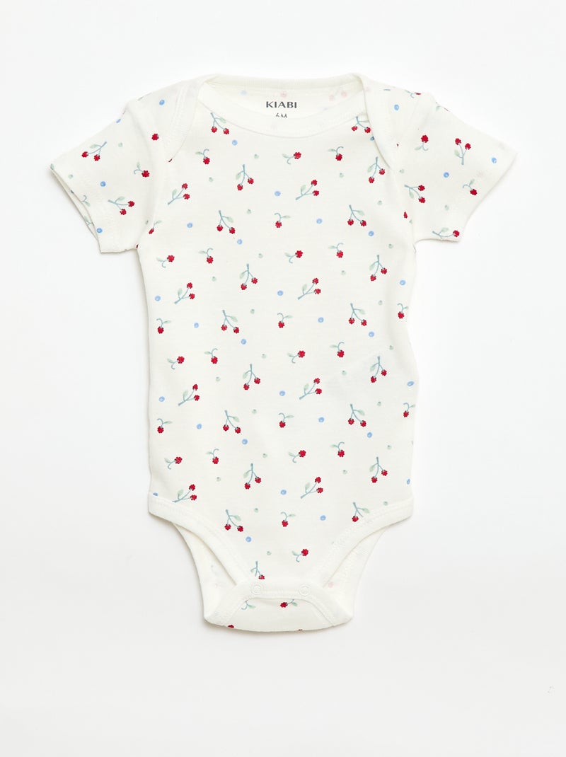 Pack of 3 Printed Cotton Bodysuits Green - Kiabi