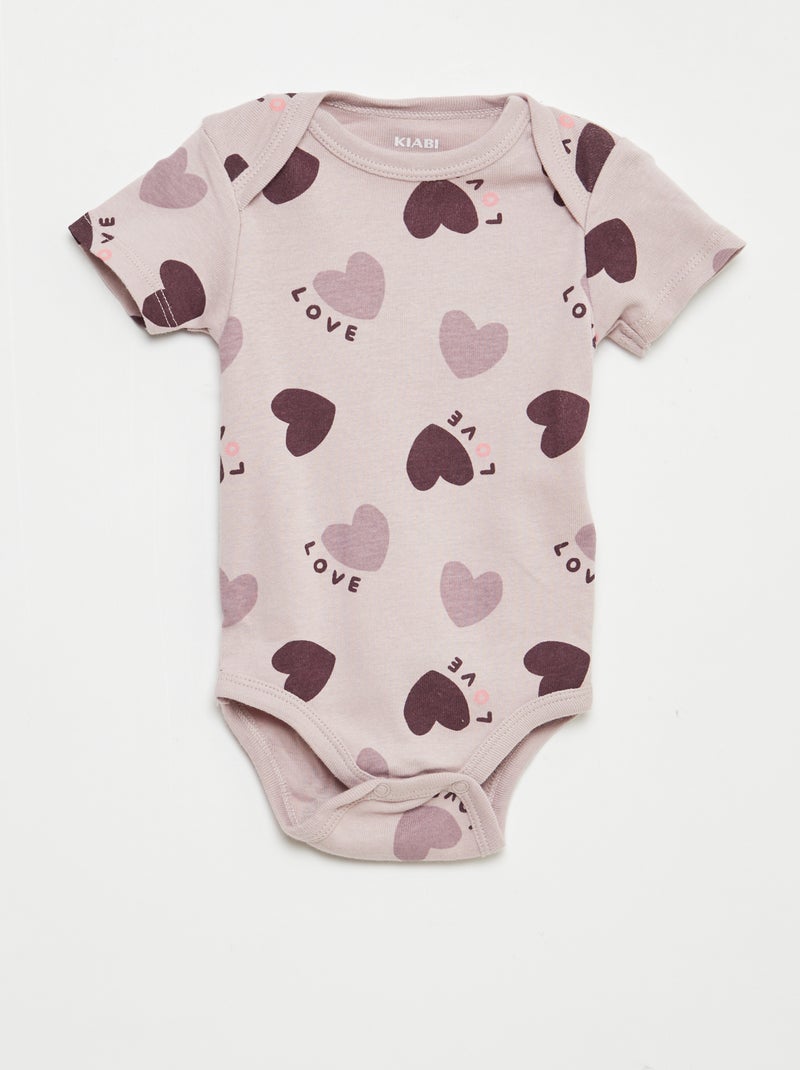Pack of 3 Printed Cotton Bodysuits Purple - Kiabi