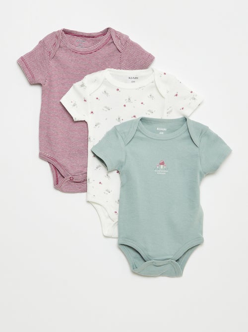 Pack of 3 Printed Cotton Bodysuits - Kiabi