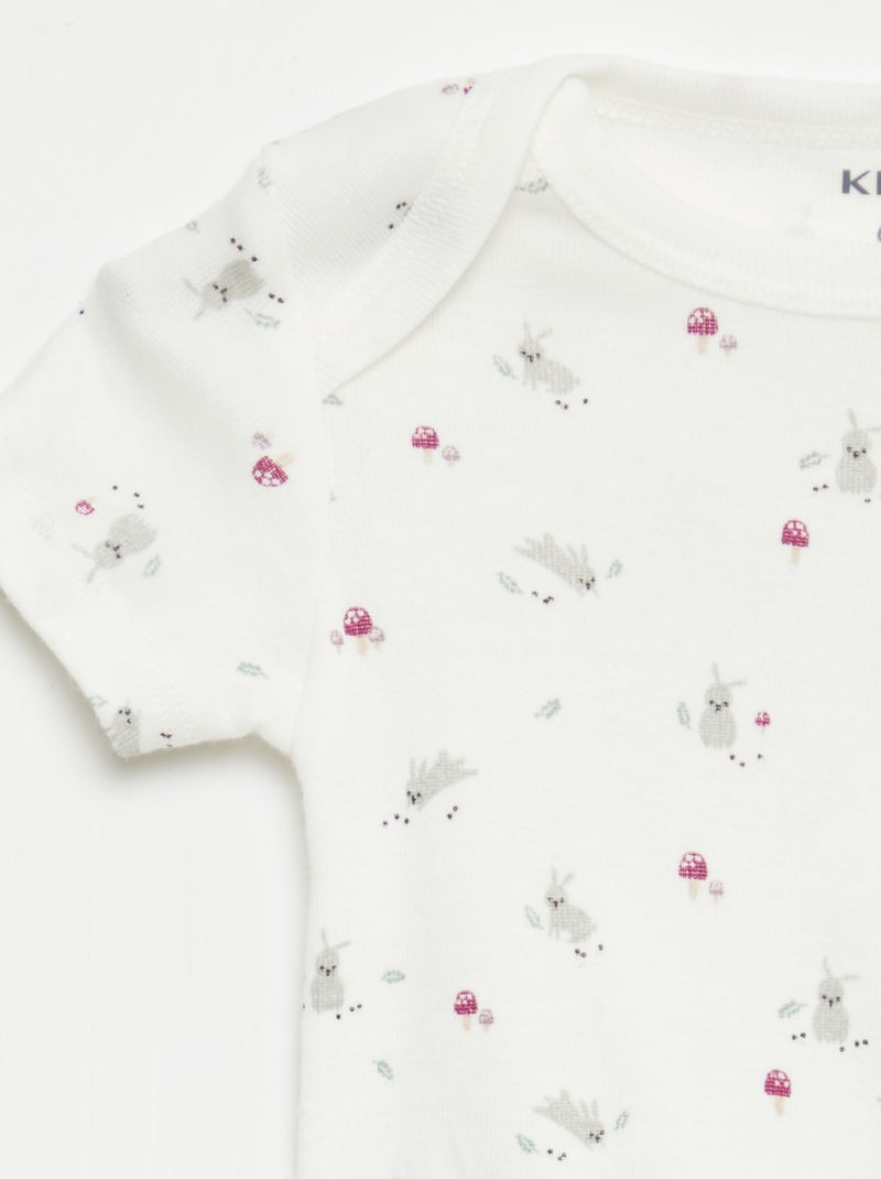 Pack of 3 Printed Cotton Bodysuits White - Kiabi