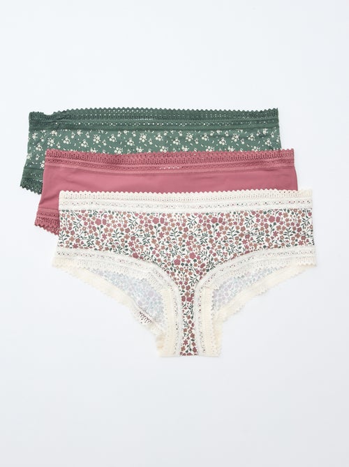 Pack of 3 Printed Microfiber Shorties - Kiabi