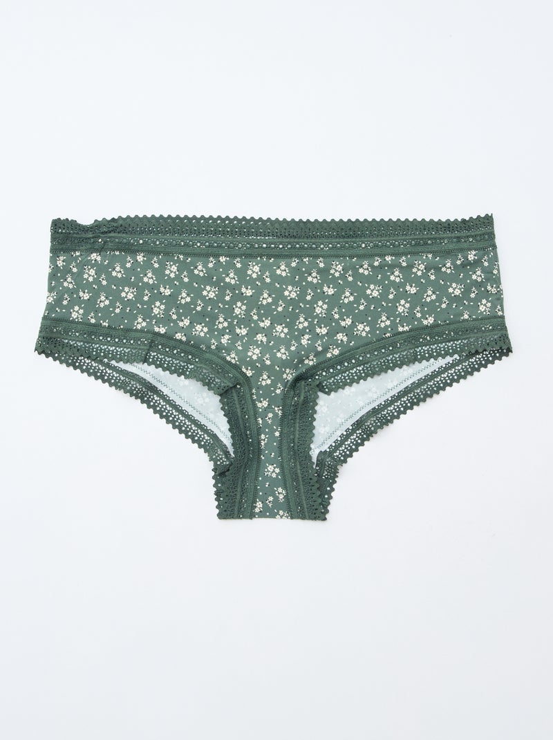 Pack of 3 Printed Microfiber Shorties Green - Kiabi