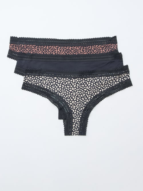 Pack of 3 Printed Microfiber Thongs - Kiabi