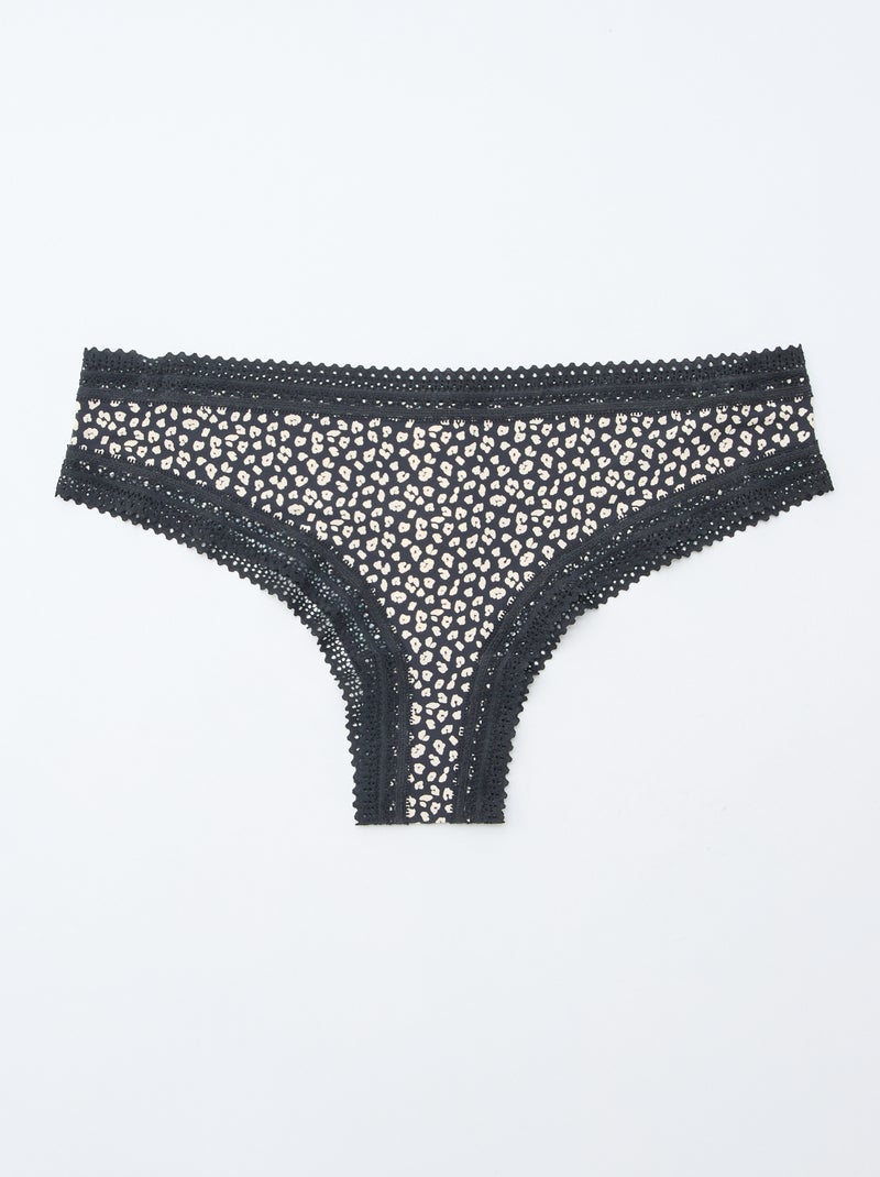 Pack of 3 Printed Microfiber Thongs Black - Kiabi