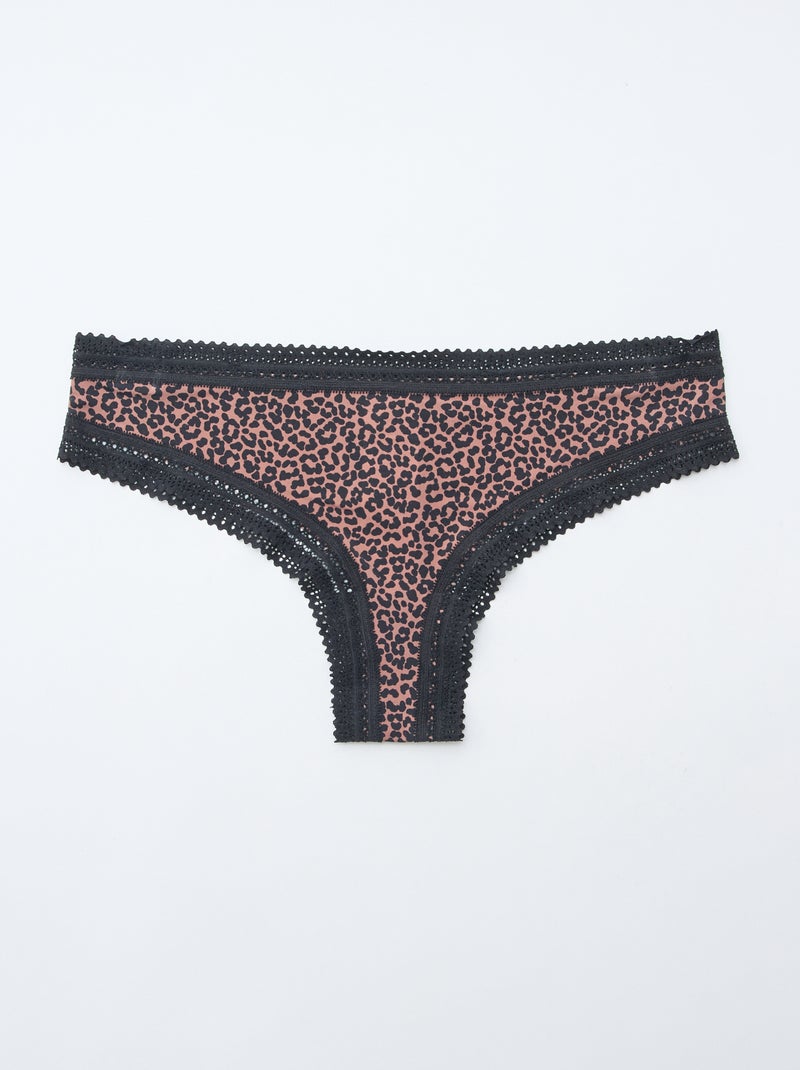 Pack of 3 Printed Microfiber Thongs Black - Kiabi