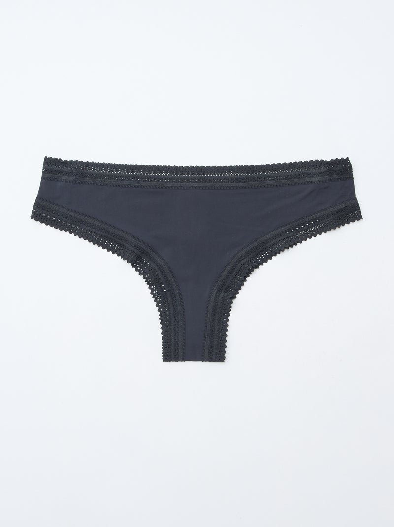 Pack of 3 Printed Microfiber Thongs Black - Kiabi