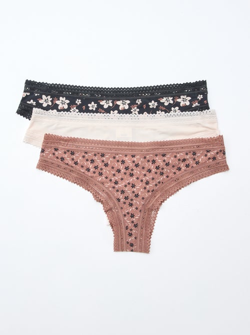 Pack of 3 Printed Microfiber Thongs - Kiabi