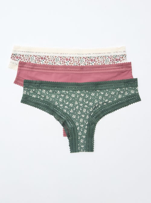 Pack of 3 Printed Microfiber Thongs - Kiabi