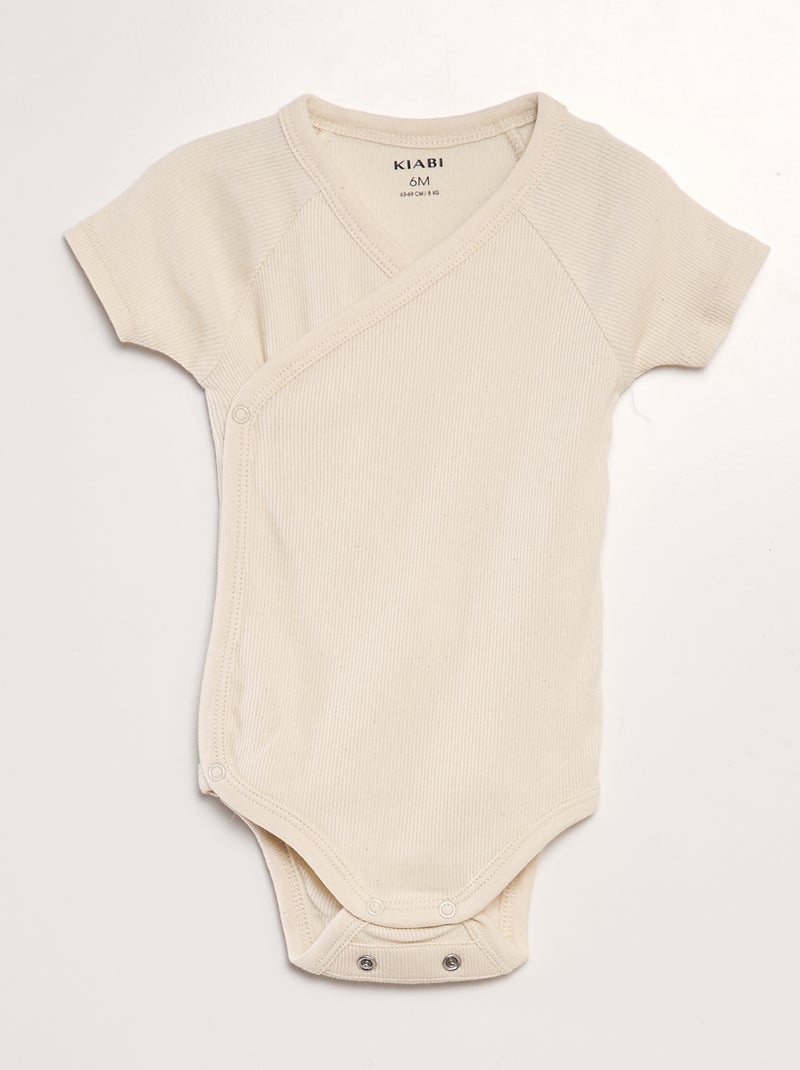 Pack of 3 ribbed bodysuits BEIGE - Kiabi