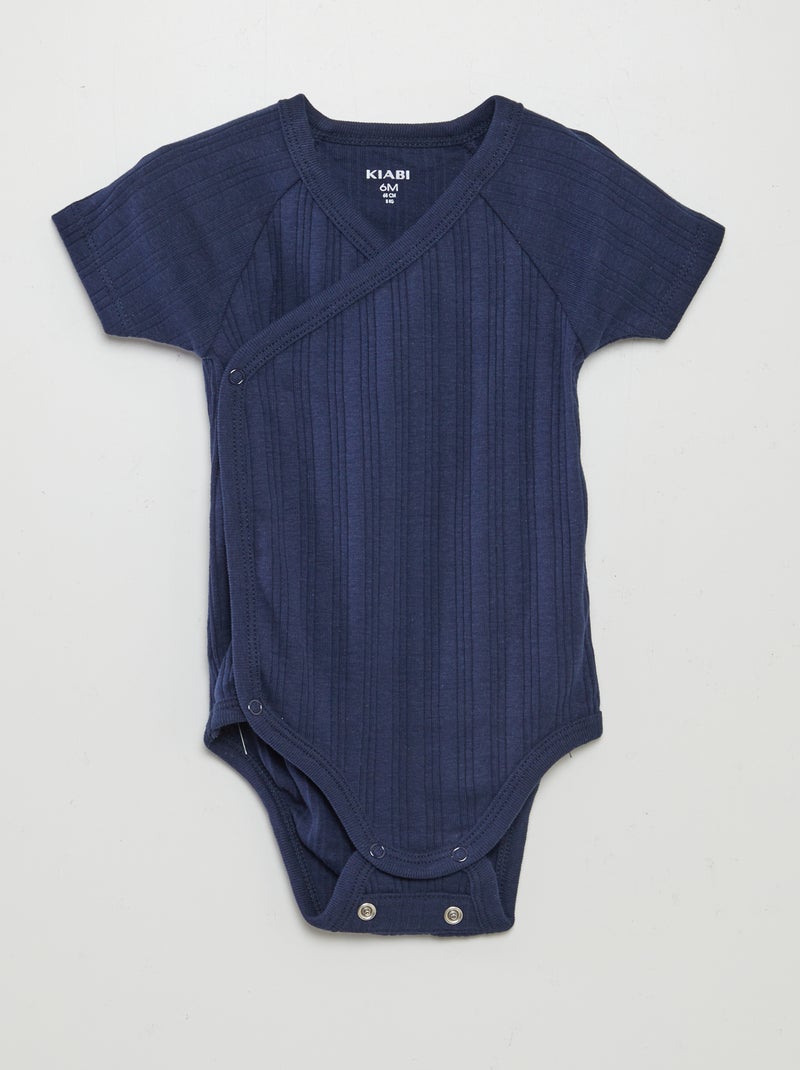 Pack of 3 ribbed bodysuits BLUE - Kiabi