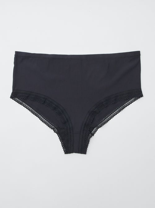 Pack of 3 Ribbed Briefs with Lace - Kiabi