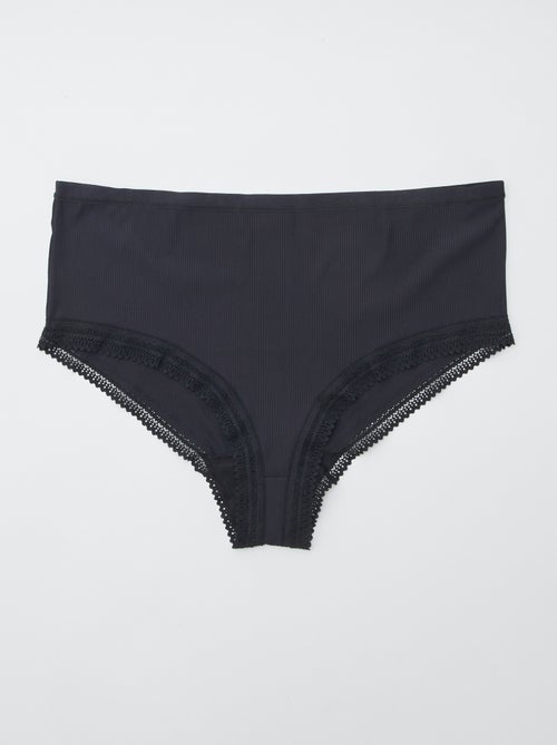 Pack of 3 Ribbed Briefs with Lace - Kiabi