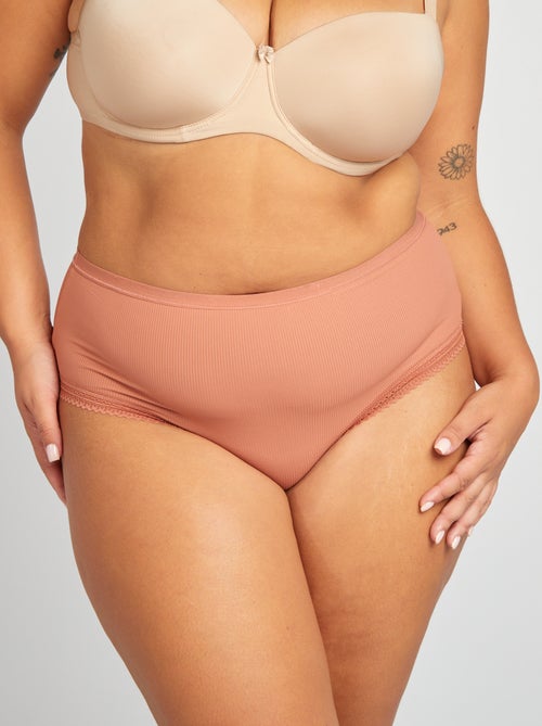 Pack of 3 Ribbed Briefs with Lace - Kiabi