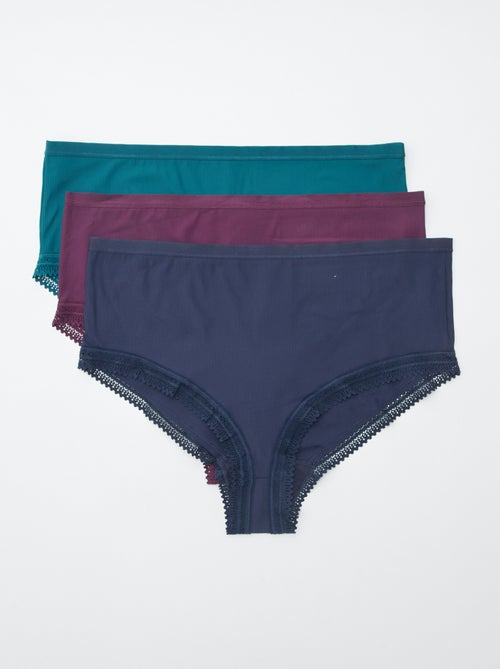 Pack of 3 Ribbed Briefs with Lace - Kiabi