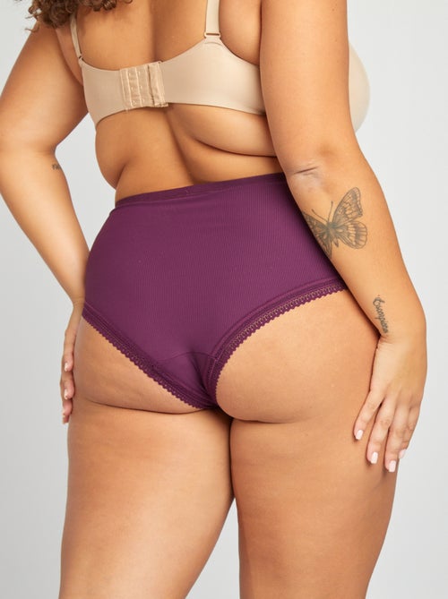 Pack of 3 Ribbed Briefs with Lace - Kiabi