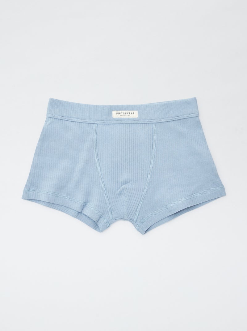 Pack of 3 Ribbed Knit Boxers BLUE - Kiabi
