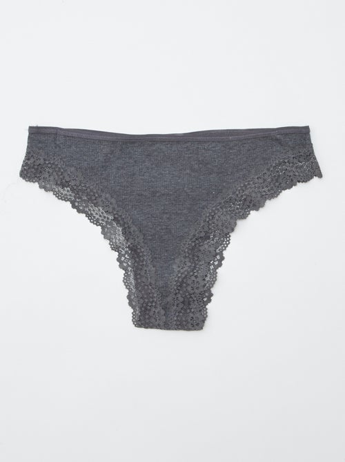 Pack of 3 Ribbed Knit Thongs - Kiabi