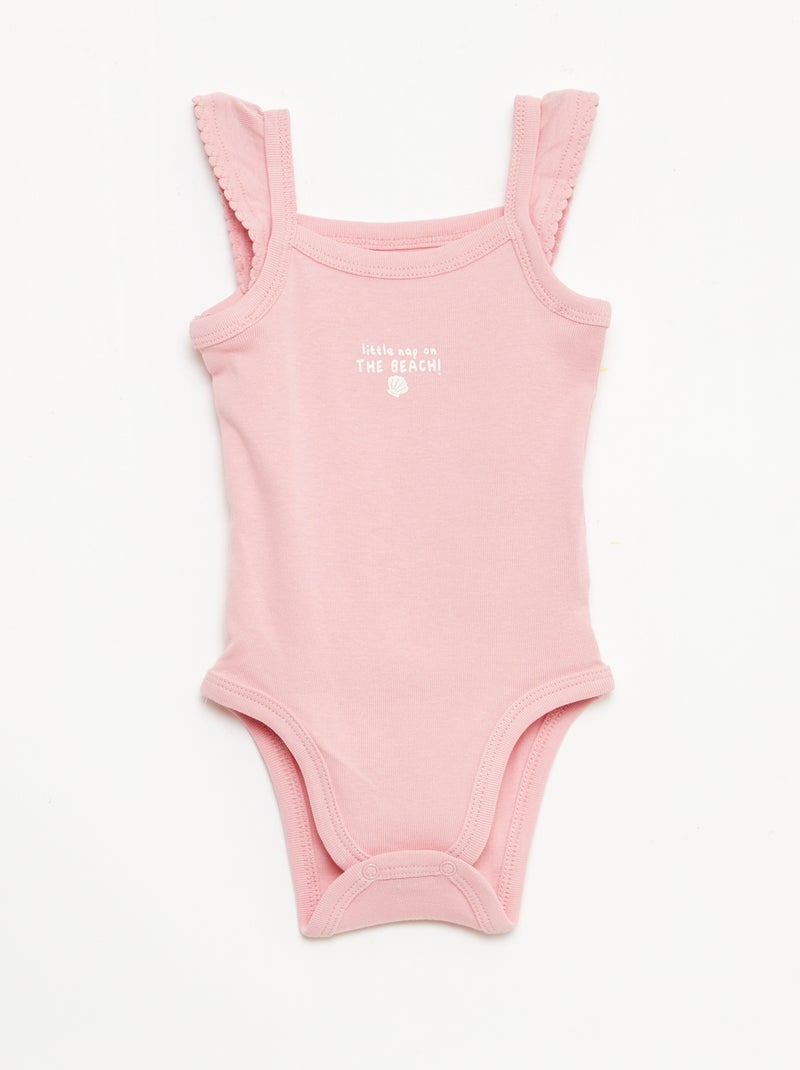 Pack of 3 Sleeveless Bodysuits Pink - Kiabi
