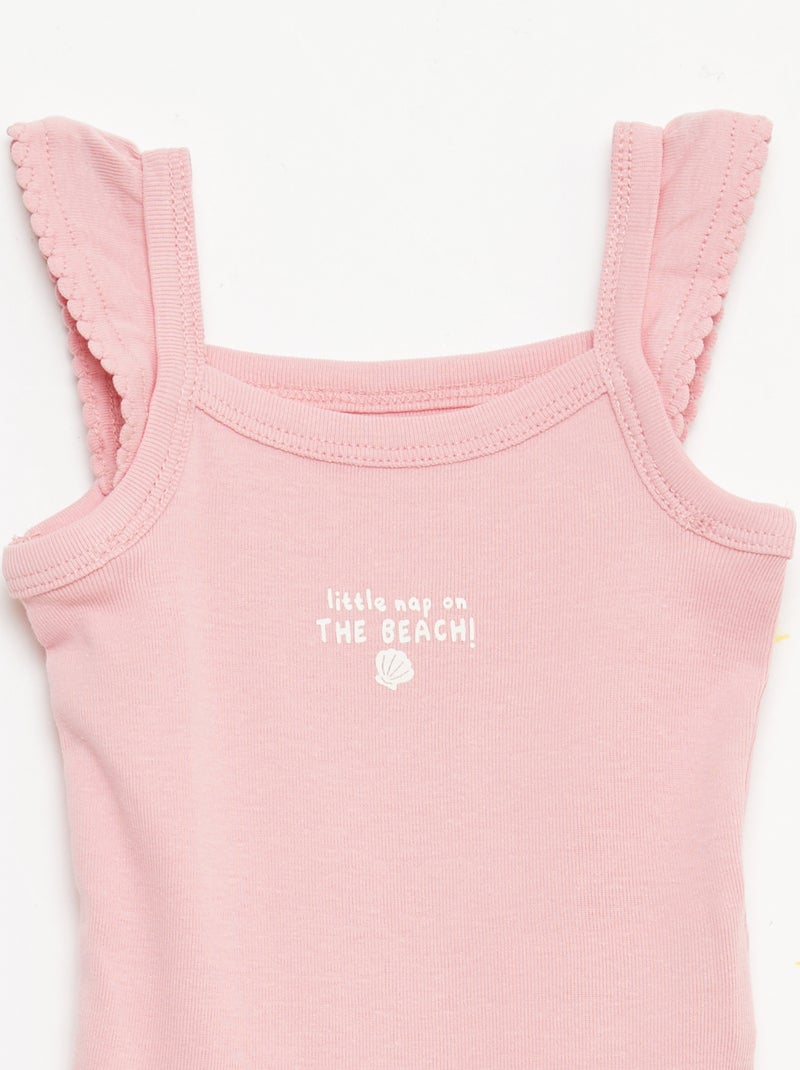Pack of 3 Sleeveless Bodysuits Pink - Kiabi
