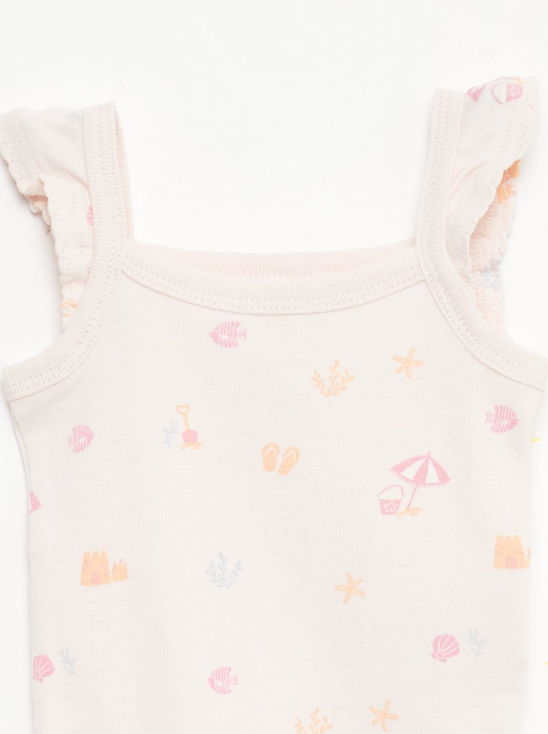 Pack of 3 Sleeveless Bodysuits Pink - Kiabi