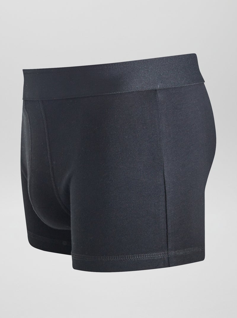 Pack of 3 Solid Boxers Black - Kiabi