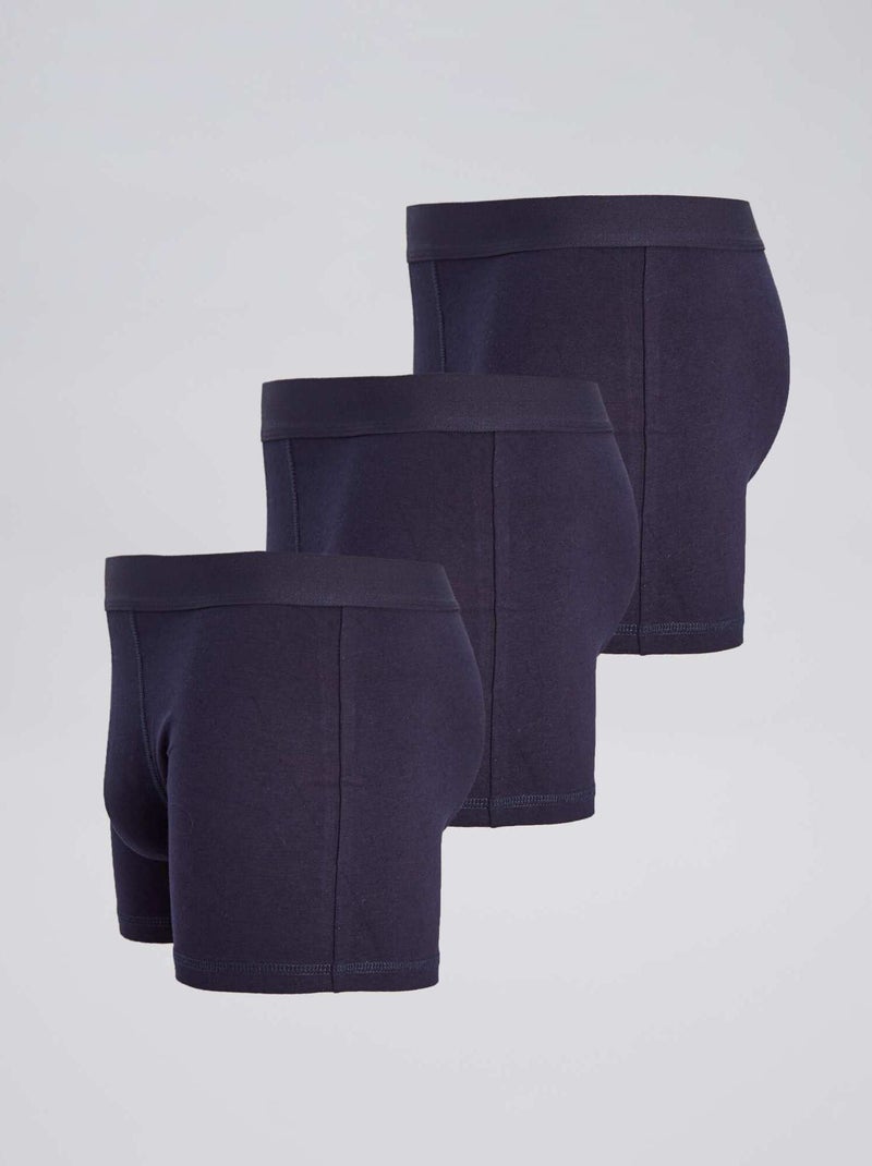 Pack of 3 Solid Boxers navy - Kiabi