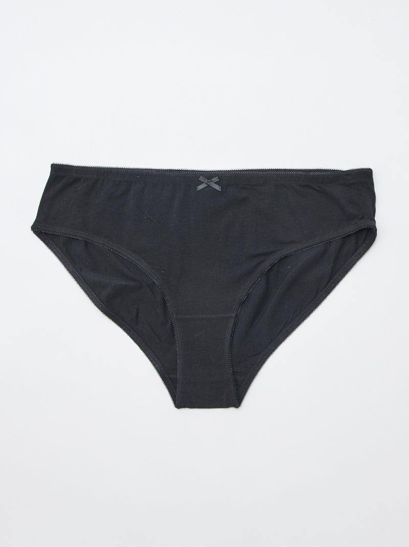 Pack of 3 Stretch Cotton Briefs Black - Kiabi