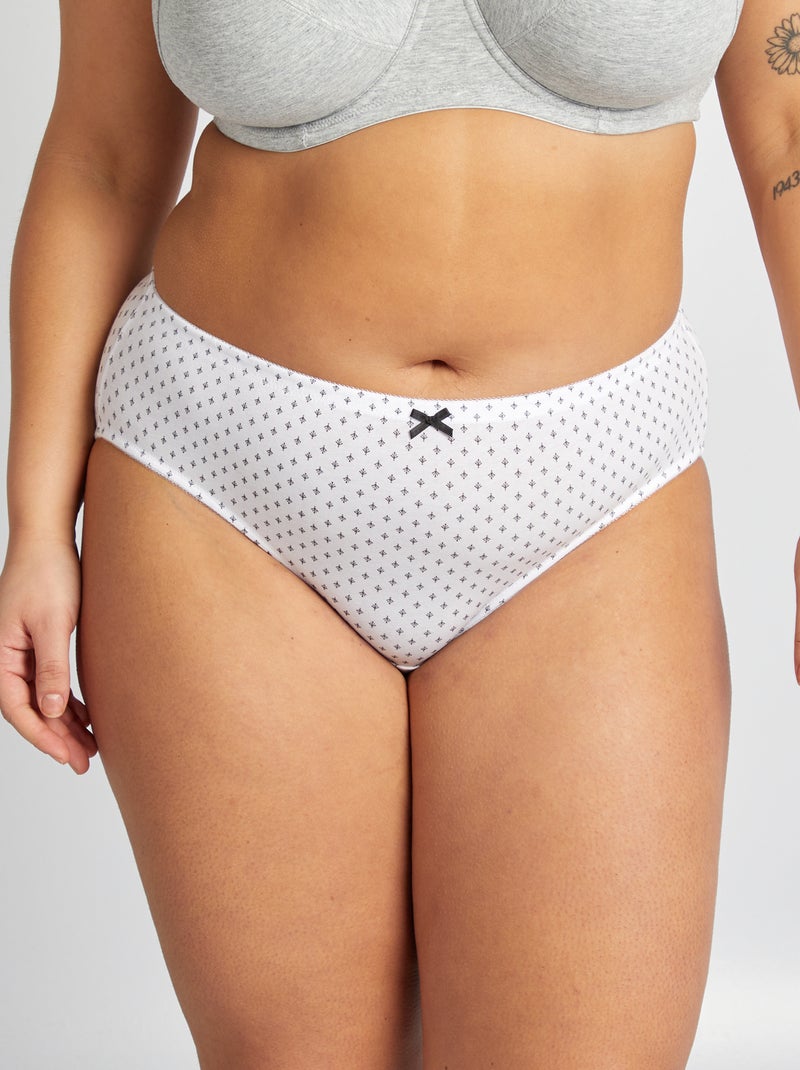 Pack of 3 stretch cotton briefs WHITE - Kiabi