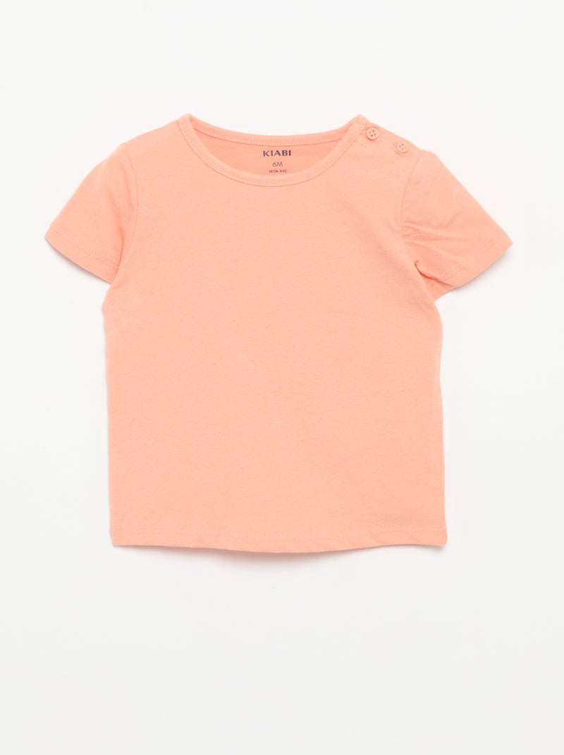 Pack of 4 Plain T-shirts Orange - Kiabi