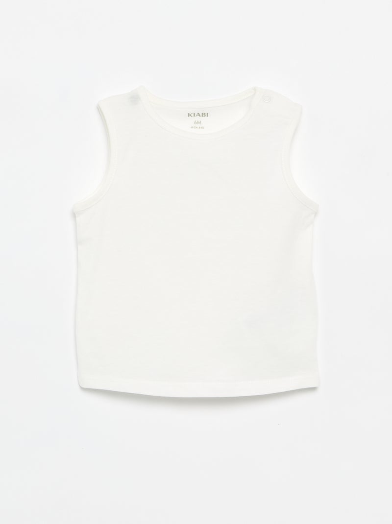 Pack of 4 Plain Tank Tops White - Kiabi