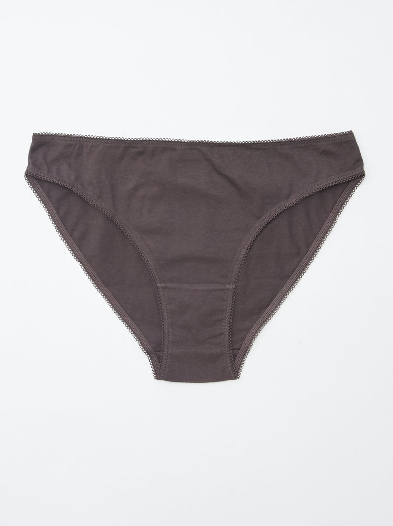 Pack of 5 Briefs - Plain and Printed Brown - Kiabi