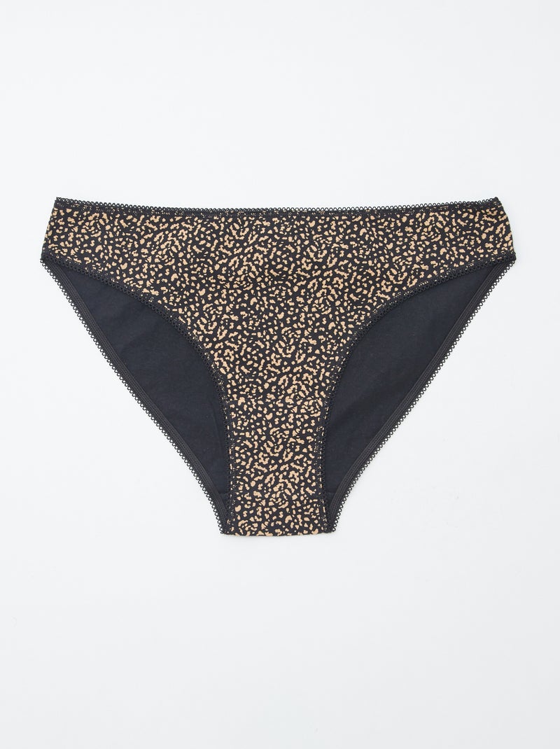 Pack of 5 Briefs - Plain and Printed Brown - Kiabi
