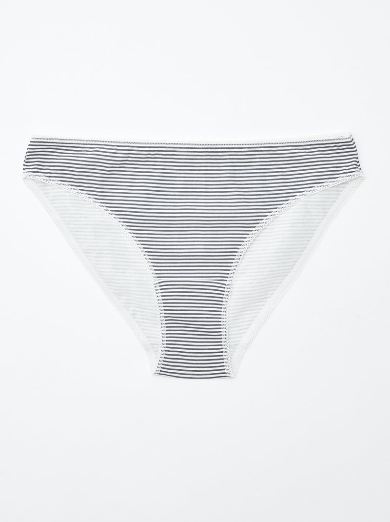 Pack of 5 Briefs - Plain and Printed White - Kiabi